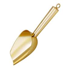 Metal Ice Scooper With Mild Golden Handle