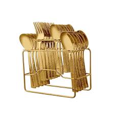 SS Gold Hammered Utensil Holder